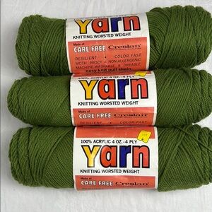 Vintage Green Worsted Weight Yarn/Lot of 3